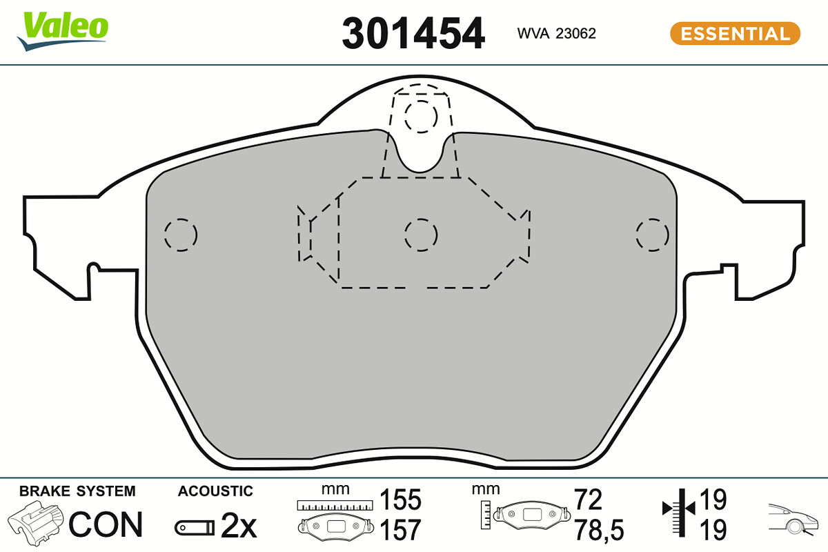 Jeu de 4 plaquettes de frein VALEO ref. 301454